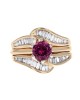 Garnet and Diamond Bypass Ring in Gold